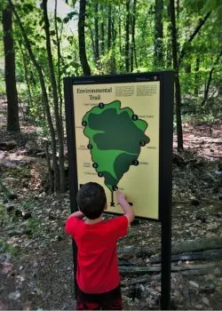 LittleMan at Kennesaw Mountain National Battlefield with hiking map 2traveldads.com