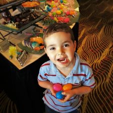 LittleMan with Easter eggs at brunch in Garden Terrace at Inverness Hotel Denver Colorado 1