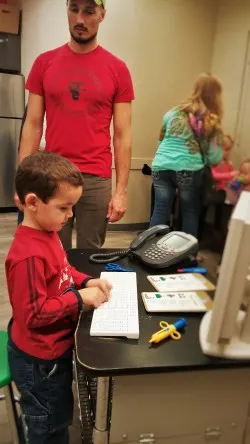 Rob Taylor and LittleMan in Vet Center at Childrens Museum of Denver 1