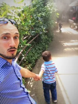 Rob Taylor and LittleMan looking at Butterflies at the Butterfly Pavilion Denver Colorado 1