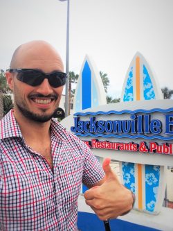 Rob Taylor and Surf Board Signs at Jacksonville Beach Florida 3