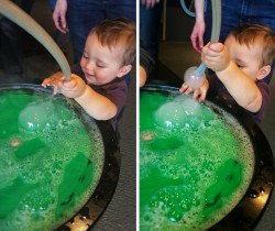 TinyMan making bubbles at Childrens Museum of Denver 2traveldads.com