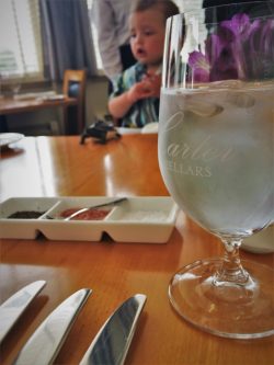Water glass at Restaurant 301 Carter House Inn Eureka