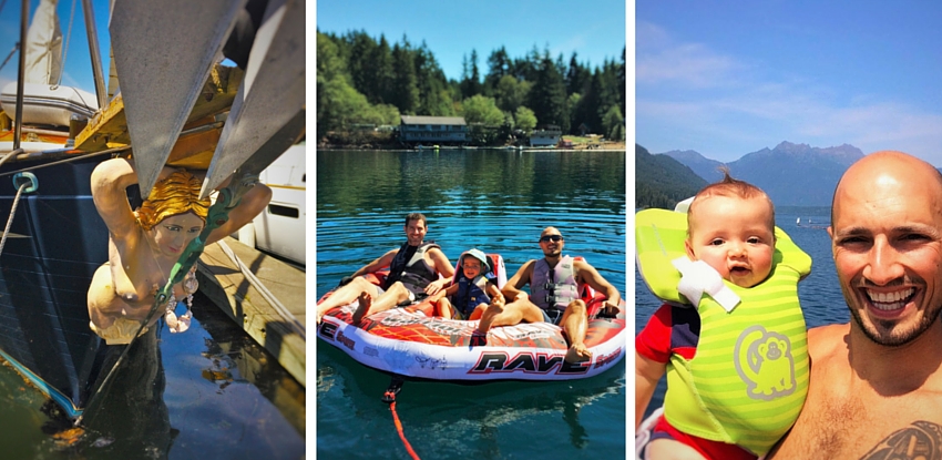 Family boating in the Pacific Northwest