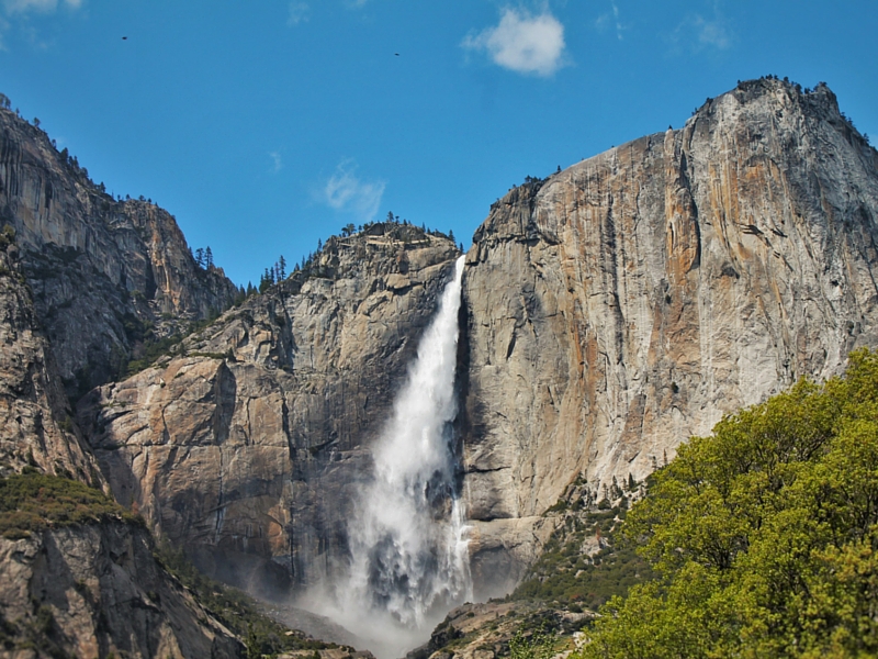 Bridal Veil Falls from Valley Floor in Yosemite National Park 2traveldads.com