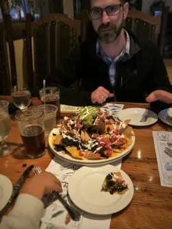 Chris Taylor and Nachos at Jackalopes at Tenaya Lodge Yosemite 1