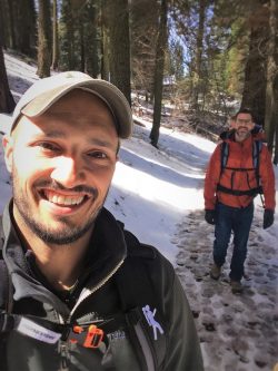 Chris and Rob Taylor hiking in Giant Forest in Sequoia National Park 1