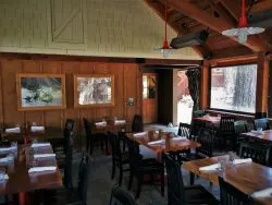 Dining Patio of tavern at Evergreen Lodge at Yosemite National Park 2