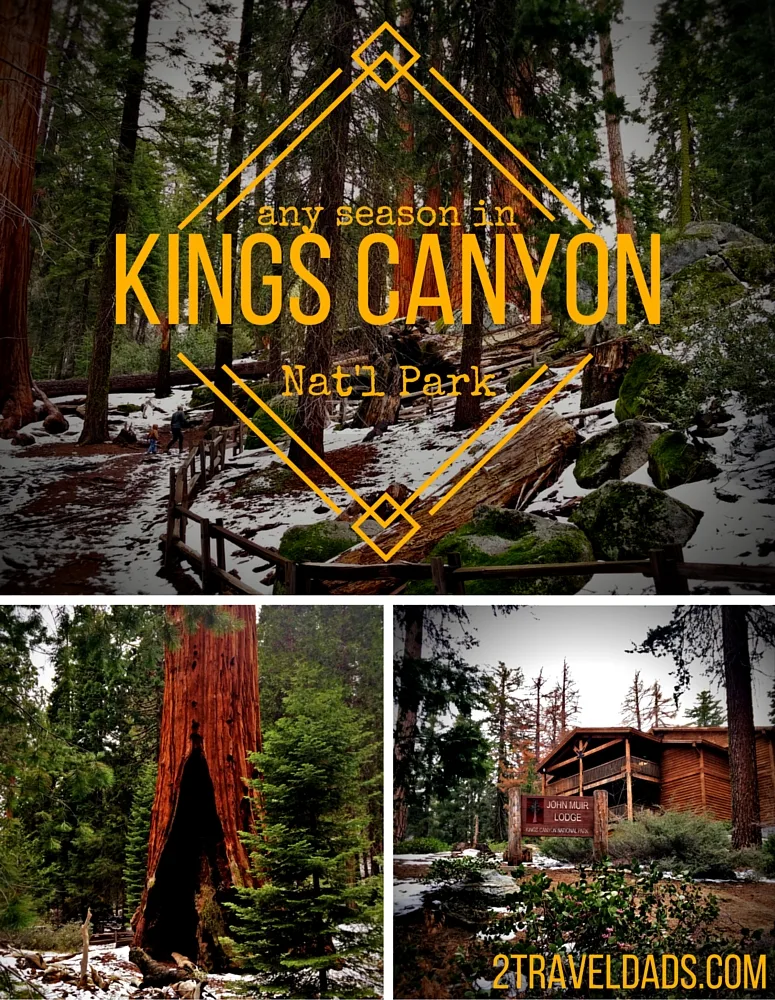 Kings Canyon National Park has some amazing views and giant sequoias everywhere. Check out how to enjoy the Park in any season. 2traveldads.com
