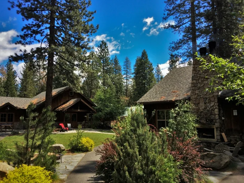 Lawn area by play room at Evergreen Lodge at Yosemite 2traveldads.com