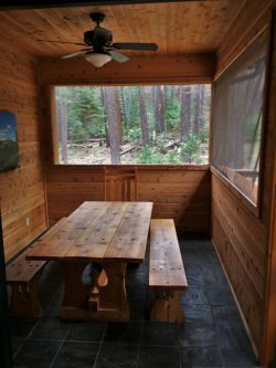 Outdoor dining room at John Muir House at Evergreen Lodge at Yosemite National Park 1