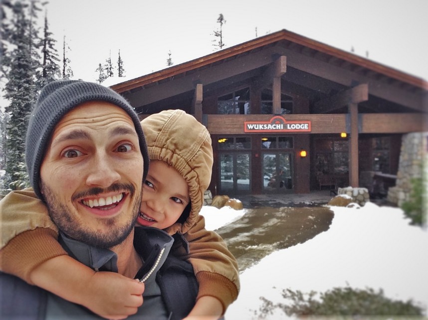 Rob Taylor and LittleMan at Snowy Wuksachi Lodge in Sequoia National Park 3