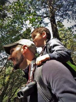 Rob Taylor and Tinyman using Piggyback Rider at Bridal Veil Falls in Yosemite National Park 3