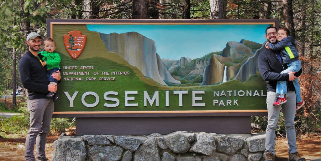 Taylor Family at Entrance Sign in Yosemite National Park 3