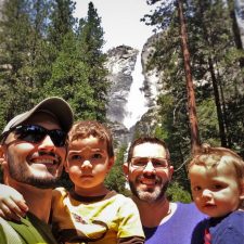 Taylor Family at Yosemite Falls from Yosemite Valley Floor in Yosemite National Park 1