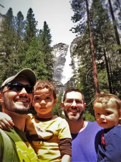 Taylor Family at Yosemite Falls from Yosemite Valley Floor in Yosemite National Park 1