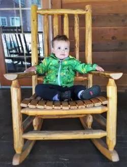 TinyMan in Rocker at John Muir Lodge Kings Canyon National Park