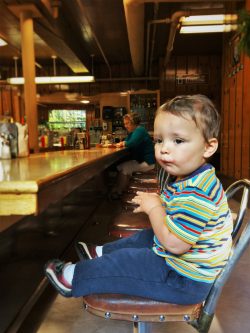 TinyMan in Coffee Shop at Oregon Caves Chateau