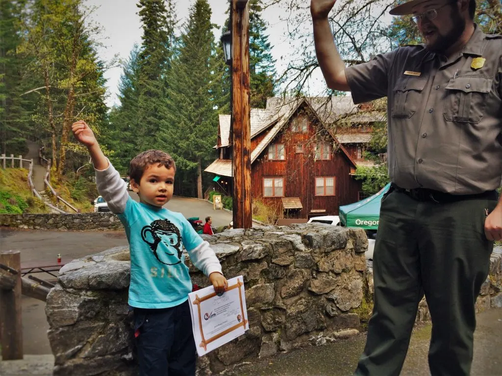 LittleMan doing Junior Ranger Program at Oregon Caves National Monument