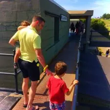 Chris Taylor and Kids at Bunkers at Fort Casey Whidbey Island 1