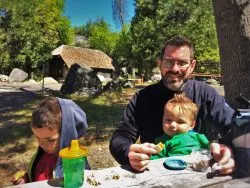 Chris Taylor and Kids having a picnic at Hetch Hetchy Yosemite National Park 2