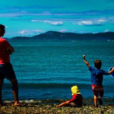 Chris Taylor and Kids on Beach at Washington Park Anacortes 2