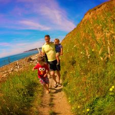 Taylor family hiking on bluff at Fort Casey Whidbey Island 1