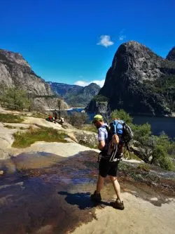 Chris Taylor crossing creek at Hetch Hetchy Yosemite National Park 5