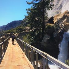 Chris Taylor crossing footbridges at Hetch Hetchy Yosemite National Park 2