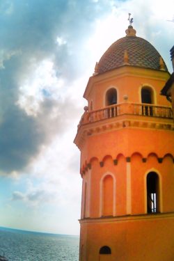 Church bell tower Vernazza Cinque Terre Italy 1e