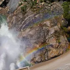 Rainbows on spillway at dam at Hetch Hetchy Yosemite National Park 1