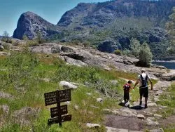 Rob Taylor and Little Man hiking at Hetch Hetchy