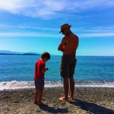 Rob Taylor and LittleMan at Beach Fort Casey Whidbey Island 1e