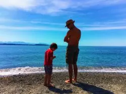 Rob Taylor and LittleMan at Beach Fort Casey Whidbey Island 1e