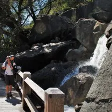 Rob Taylor and LittleMan at Wapama Falls at Hetch Hetchy Yosemite National Park 2