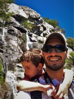 Rob Taylor and LittleMan hiking at Hetch Hetchy Yosemite National Park 56