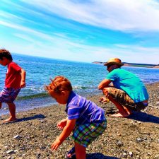 Rob Taylor and kids on beach at Fort Casey Whidbey Island 1