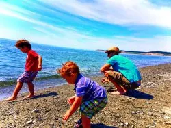 Rob Taylor and kids on beach at Fort Casey Whidbey Island 1