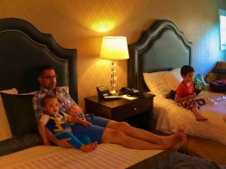 Taylor Family relaxing in Majestic Inn Anacortes 1e