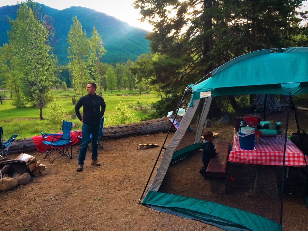 Chris Taylor and LittleMan camping at Cle Elum River campground 4