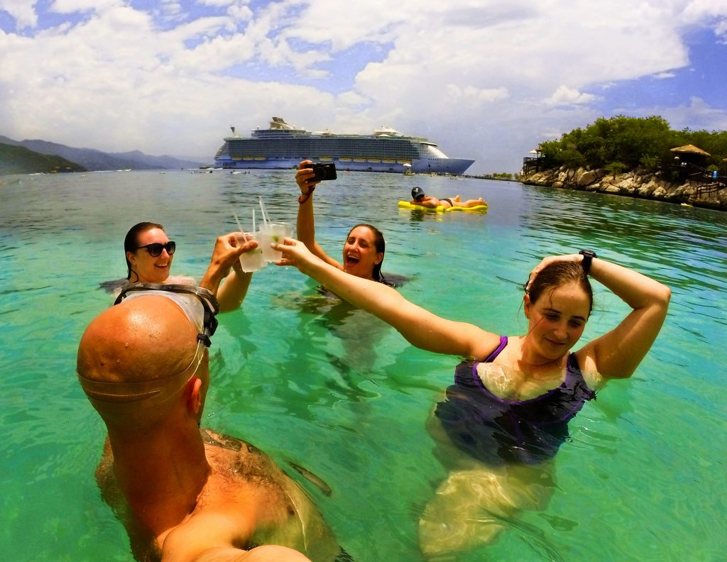 Snorkeling with drinks in Labadee Haiti