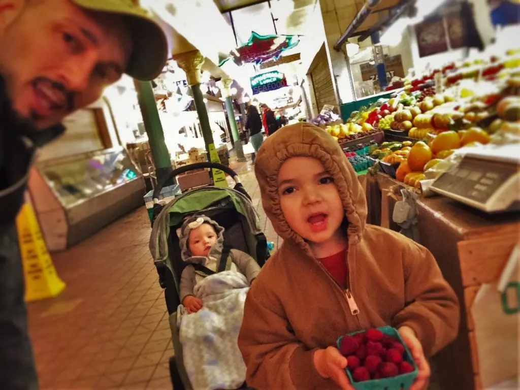 Rob Taylor and Kids with in Pike Place Market 1