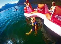 LittleMan swimming at Lake Cushman