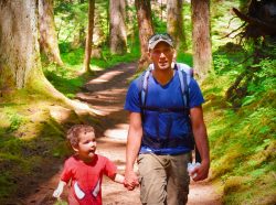 Rob Taylor and Kids hiking at Silver Falls Mt Rainier National Park 1