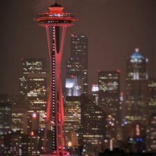 Space Needle lit up Red from Kerry Park Seattle