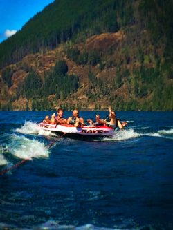 Taylor Family inner tubing on Lake Cushman Olympic Peninsula 3