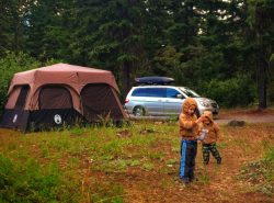 Taylor Kids camping at Cle Elum River campground 1