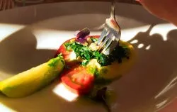 Heirloom tomato salad Pretty Fork Destination Dining Inn at Ships Bay Orcas Island 1