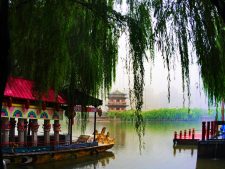 Ladies Hall pagoda and reflecting pond at Tang Paradise Xian Imperial Garden 1