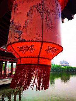 Chinese lanterns and reflecting pond at Tang Paradise Xian Imperial Garden 2